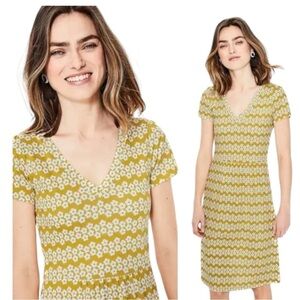 Boden Penelope Jersey Dress mustard yellow Dijon Daisy Stripe midi Size 6P
